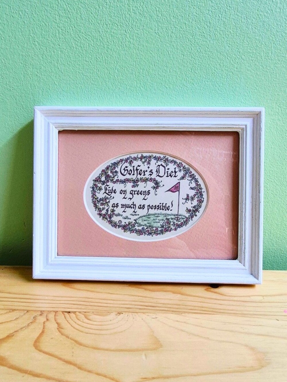 Vintage "Golfer’s Diet" Framed Calligraphy Art